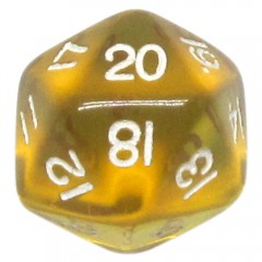 Dado RPG - 20 Lados Amarelo Transparente 22 X 22 mm