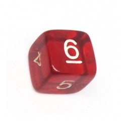 Dado RPG - 6 Lados Vermelho Transparente 16 x 16 mm